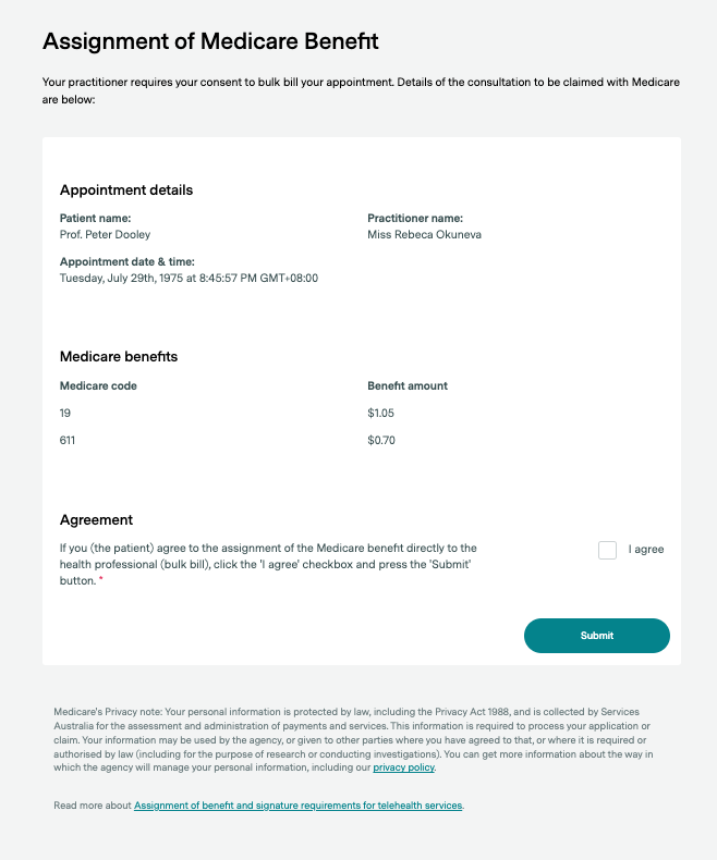 Bulk bill consent - Request to approve bulk billing for your appointment - 3