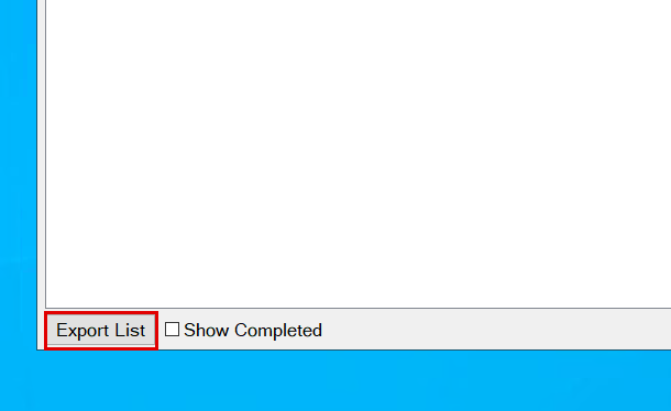 Bottom of the patient list window with the Export List button highlighted.